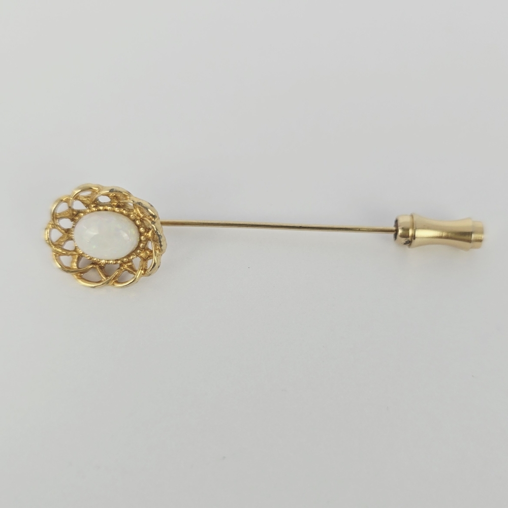 Vintage Gold-Tone Faux Opal Stick Pin Filigree Design